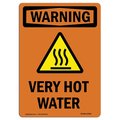 Signmission OSHA WARNING Sign, Very Hot Water W/ Symbol, 18in X 12in Decal, 12" W, 18" H, Portrait OS-WS-D-1218-V-13598